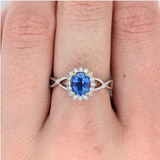 Oval Ring Semi-mount w Diamond Halo & Crossover Band