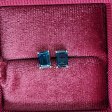 London Topaz Emerald Cut Stud Earrings | Solitaire Studs