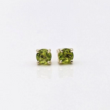 Four Prong Round Peridot Studs | Solitaire Studs