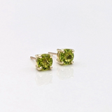 Four Prong Round Peridot Studs | Solitaire Studs