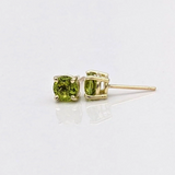 Four Prong Round Peridot Studs | Solitaire Studs