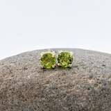 Four Prong Round Peridot Studs | Solitaire Studs