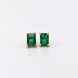 Emerald Earrings in Solid 14K Gold | Emerald Cut 7x5mm | Stud Earrings | May Birthstone