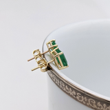 Emerald Earrings in Solid 14K Gold | Emerald Cut 7x5mm | Stud Earrings | May Birthstone