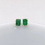 Emerald Earrings in Solid 14K Gold | Emerald Cut 7x5mm | Stud Earrings | May Birthstone