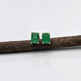 Emerald Earrings in Solid 14K Gold | Emerald Cut 7x5mm | Stud Earrings | May Birthstone