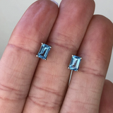 Swiss Topaz Emerald Cut Stud Earrings | Solitaire Studs