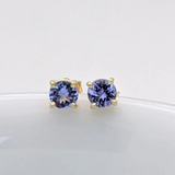 Four Prong Round Tanzanite Stud Earrings | Solitaire Studs