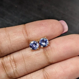 Four Prong Round Tanzanite Stud Earrings | Solitaire Studs