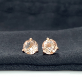 Peach Morganite Martini Prong Studs in Solid 14K Gold | Round 6mm