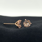 Peach Morganite Martini Prong Studs in Solid 14K Gold | Round 6mm