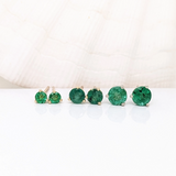 Emerald Round Martini Stud Earrings | Solitaire Studs