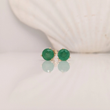 Emerald Round Martini Stud Earrings | Solitaire Studs