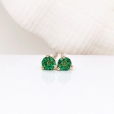 Emerald Round Martini Stud Earrings | Solitaire Studs