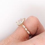 Dainty Pear Cut Ring Semi Mount w Natural Diamonds