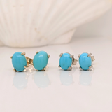 Cute Turquoise Earrings in Solid 14K Gold with Push Back Closures