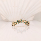 Contour 14k Solid Gold Band w Bezel Emerald Accents | Green Gemstone Ring | Stackable Ring | May Birthstone | Customizable