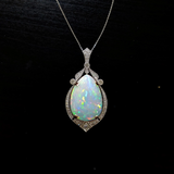 Large Statement Pendant Setting w Earth Mined Diamonds in 14K Gold | Pear Shape 28x20mm