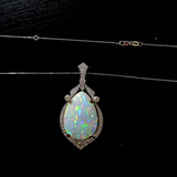 Large Statement Pendant Setting w Earth Mined Diamonds in 14K Gold | Pear Shape 28x20mm