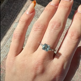 Cushion Ring Setting w Baguette & Round Diamond Accents in Solid 14K Gold