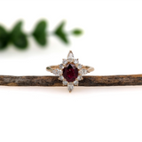 Bespoke North Star Ring Setting w Natural Diamond Halo in 14K Solid Gold