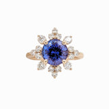 2.3ct Tanzanite Ring w Earth Mined Diamonds in Solid 14k Yellow Gold Round 8.3mm