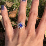 2.3ct Snowflake Tanzanite Ring w Earth Mined Diamonds in Solid 14k Yellow Gold | Round 8.3mm | Snowflake Inspired | December Birthstone