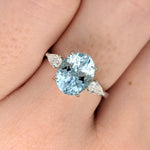 1.4ct Aquamarine Ring w Earth Mined Diamonds in Solid 14K White Gold Oval 10x8mm