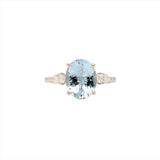 1.4ct Aquamarine Ring w Earth Mined Diamonds in Solid 14K White Gold Oval 10x8mm