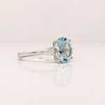 1.4ct Aquamarine Ring w Earth Mined Diamonds in Solid 14K White Gold Oval 10x8mm