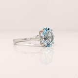 1.4ct Aquamarine Ring w Earth Mined Diamonds in Solid 14K White Gold Oval 10x8mm