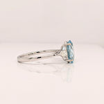 1.4ct Aquamarine Ring w Earth Mined Diamonds in Solid 14K White Gold Oval 10x8mm