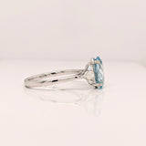 1.4ct Aquamarine Ring w Earth Mined Diamonds in Solid 14K White Gold Oval 10x8mm