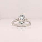 1.4ct Aquamarine Ring w Earth Mined Diamonds in Solid 14K White Gold Oval 10x8mm