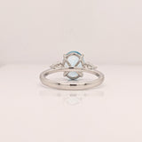 1.4ct Aquamarine Ring w Earth Mined Diamonds in Solid 14K White Gold Oval 10x8mm