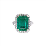 8ct Stunning Emerald Ring w Earth Mined Diamond in Solid 14K Gold EM 15x12mm