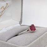 1.7ct Stunning Ruby Ring w Earth Mined Diamonds in Solid 14K Gold Cushion 7mm