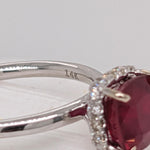 1.7ct Stunning Ruby Ring w Earth Mined Diamonds in Solid 14K Gold Cushion 7mm