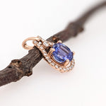 1.6ct Tanzanite Pendant w Earth Mined Diamonds in Solid 14K Rose Gold Round 8mm