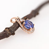 1.6ct Tanzanite Pendant w Earth Mined Diamonds in Solid 14K Rose Gold Round 8mm