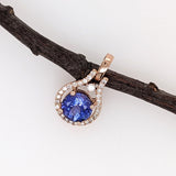 1.6ct Tanzanite Pendant w Earth Mined Diamonds in Solid 14K Rose Gold Round 8mm