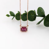 1.6ct Timeless Ruby Necklace w Diamond Halo