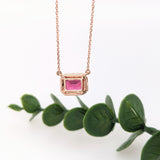 1.6ct Timeless Ruby Necklace w Diamond Halo