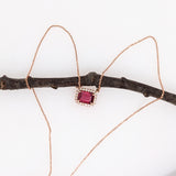1.6ct Timeless Ruby Necklace w Diamond Halo