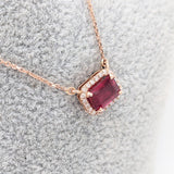1.6ct Timeless Ruby Necklace w Diamond Halo