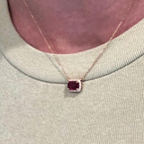 1.6ct Timeless Ruby Necklace w Diamond Halo