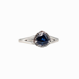 1.3ct Sapphire Ring w Earth Mined Diamonds in Solid 14k White Gold | Trillion 6x5mm