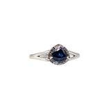 1.3ct Sapphire Ring w Earth Mined Diamonds in Solid 14k White Gold | Trillion 6x5mm