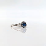 1.3ct Sapphire Ring w Earth Mined Diamonds in Solid 14k White Gold Trillion 5x6