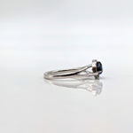 1.3ct Sapphire Ring w Earth Mined Diamonds in Solid 14k White Gold Trillion 5x6